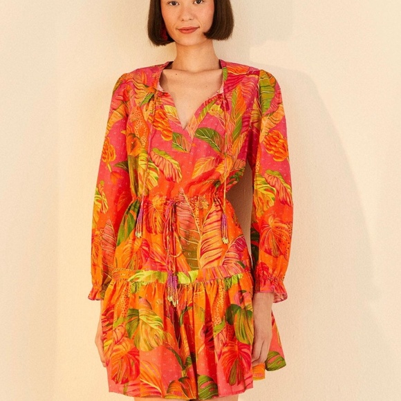 FARM RIO Orange Ombre Forest Mini Dress